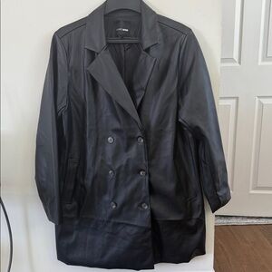 Fashion Nova Black Double-Breasted Peacoat